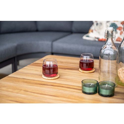 Bali lounge-diningset - 4-pieces - carbon black - natural rotan - mystic grey