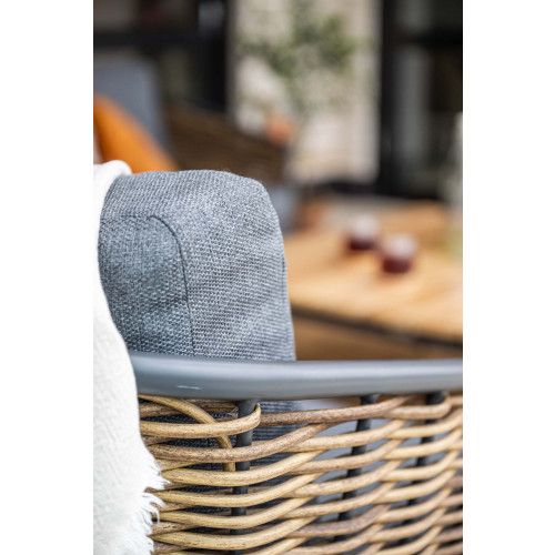 Bali lounge-diningset - 4-pieces - carbon black - natural rotan - mystic grey