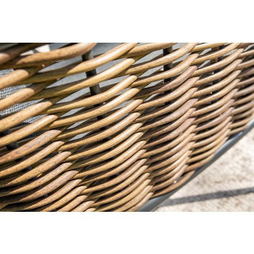 Bali lounge-diningset - 4-pieces - carbon black - natural rotan - mystic grey