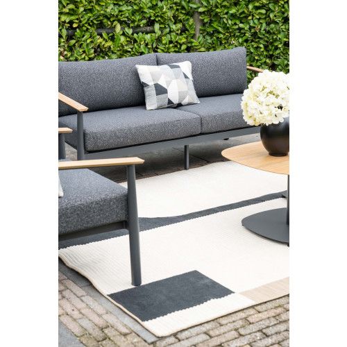 Montevideo lounge set - 5-pieces - carbon black - light  teak look -  merino black