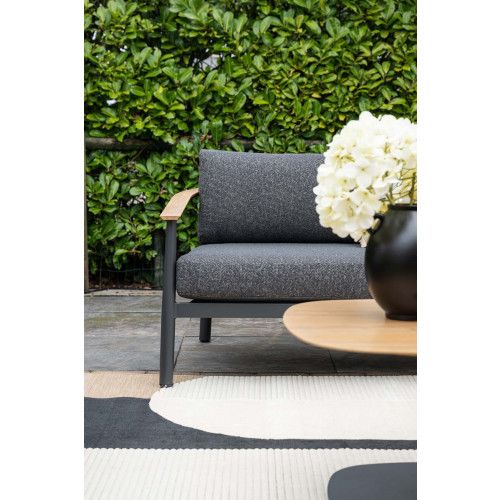 Montevideo lounge set - 5-pieces - carbon black - light  teak look -  merino black