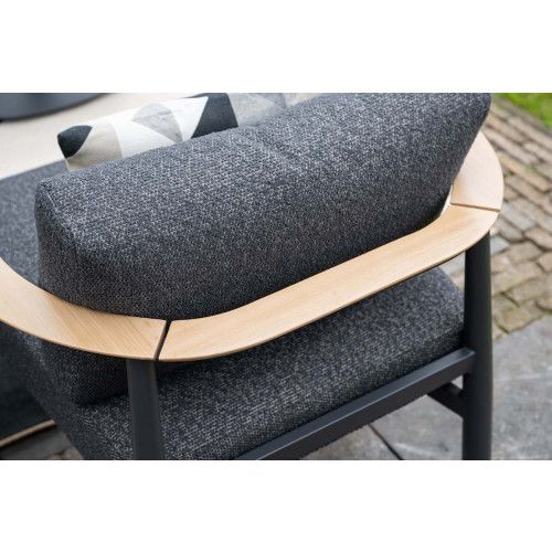 Montevideo lounge set - 5-pieces - carbon black - light  teak look -  merino black