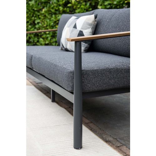 Montevideo lounge set - 5-pieces - carbon black - light  teak look -  merino black
