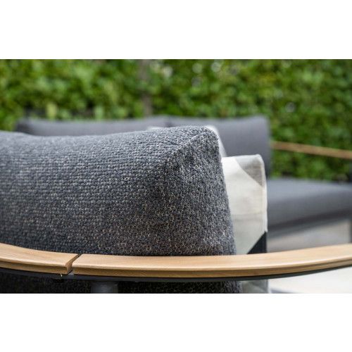 Montevideo lounge set - 5-pieces - carbon black - light  teak look -  merino black