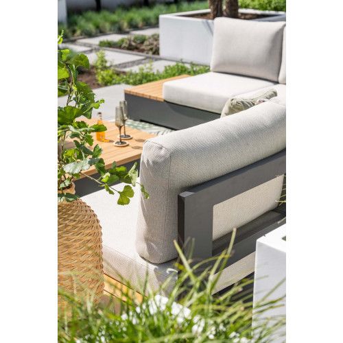 Savona lounge set - 3-pieces - carbon black - valley sand - light teak look