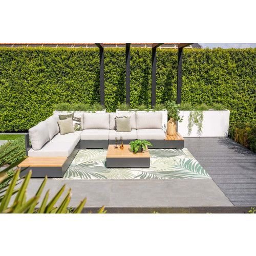 Savona lounge set - 3-pieces - carbon black - valley sand - light teak look