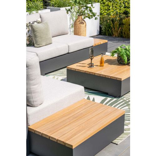 Savona lounge set - 3-pieces - carbon black - valley sand - light teak look