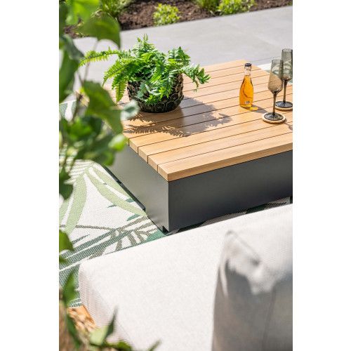 Savona lounge set - 3-pieces - carbon black - valley sand - light teak look
