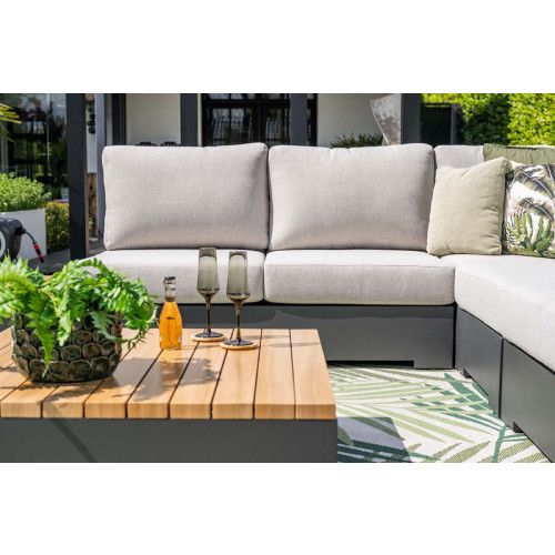 Savona lounge set - 3-pieces - carbon black - valley sand - light teak look