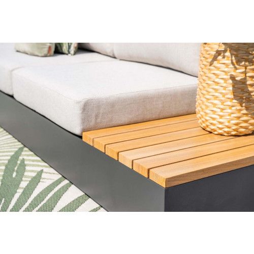 Savona lounge set - 3-pieces - carbon black - valley sand - light teak look