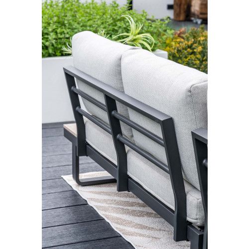 Masone loungeset - 4-pieces - carbon black  valley sand - light teak Vironwood