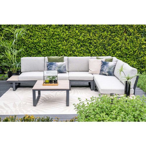 Masone loungeset - 4-pieces - carbon black  valley sand - light teak Vironwood