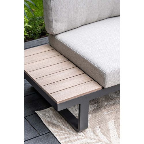 Masone loungeset - 4-pieces - carbon black  valley sand - light teak Vironwood