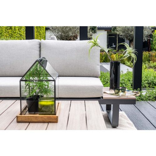 Masone loungeset - 4-pieces - carbon black  valley sand - light teak Vironwood