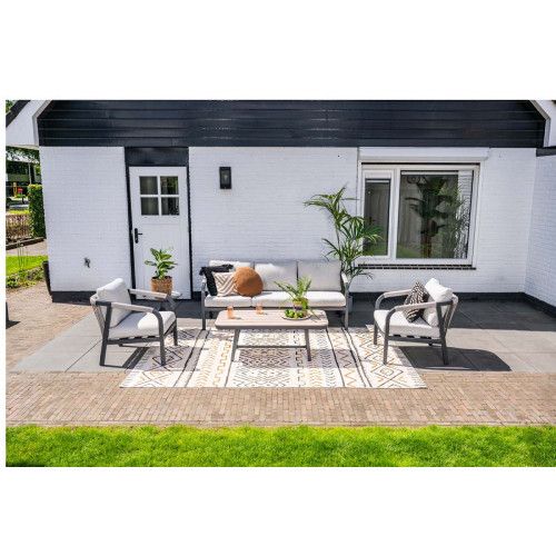 Monti loungeset - 4-pieces - carbon black  rope taupe - valley sand