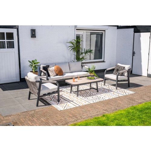 Monti loungeset - 4-pieces - carbon black  rope taupe - valley sand