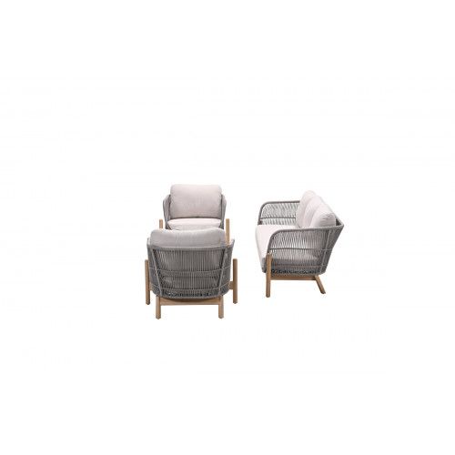 Talara loungeset - 5-pieces - acacia wood with white wash - rope taupe - grey sand