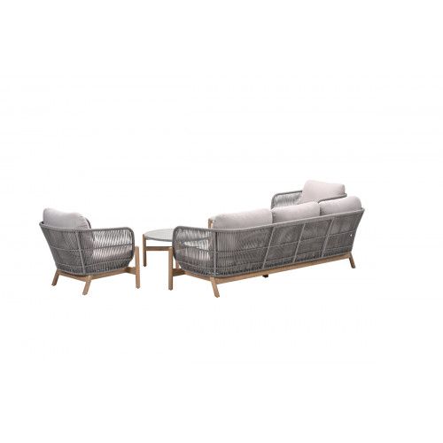 Talara loungeset - 5-pieces - acacia wood with white wash - rope taupe - grey sand
