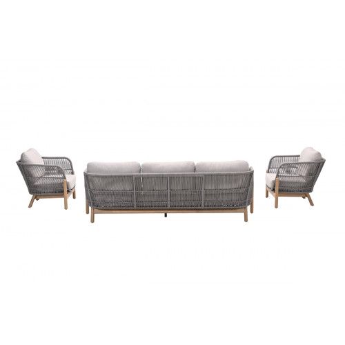 Talara loungeset - 5-pieces - acacia wood with white wash - rope taupe - grey sand