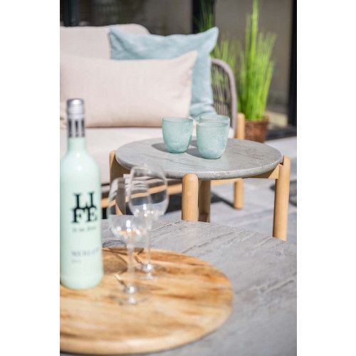 Talara loungeset - 5-pieces - acacia wood with white wash - rope taupe - grey sand
