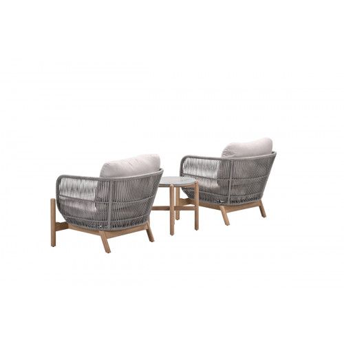 Talara loungeset - 3-pieces - acacia wood with white wash - rope taupe - grey sand