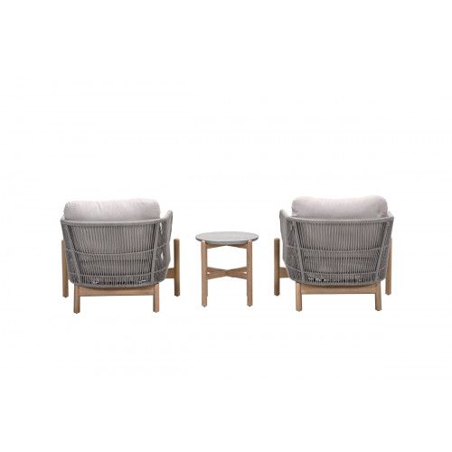 Talara loungeset - 3-pieces - acacia wood with white wash - rope taupe - grey sand