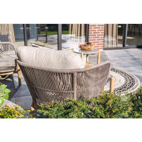 Talara loungeset - 3-pieces - acacia wood with white wash - rope taupe - grey sand