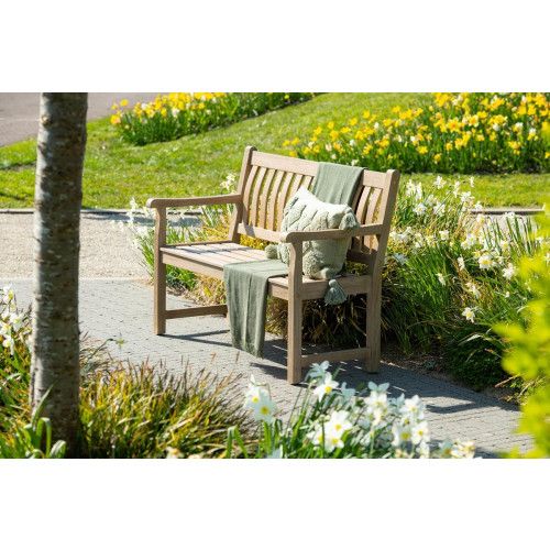 Vondel parkbench - 120 cm - eucalyptus white wash