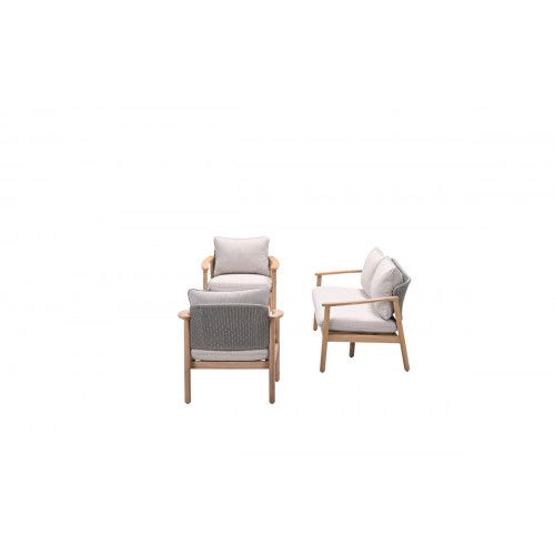 Eclipse loungeset - 4-pieces - acacia wood with white wash - rope taupe - grey sand