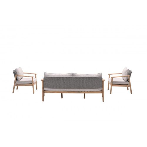 Eclipse loungeset - 4-pieces - acacia wood with white wash - rope taupe - grey sand