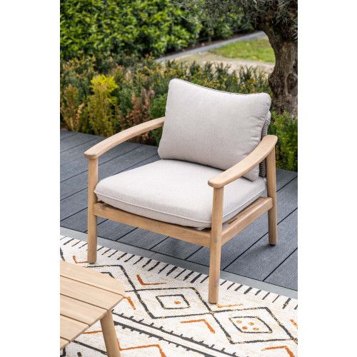 Eclipse loungeset - 4-pieces - acacia wood with white wash - rope taupe - grey sand