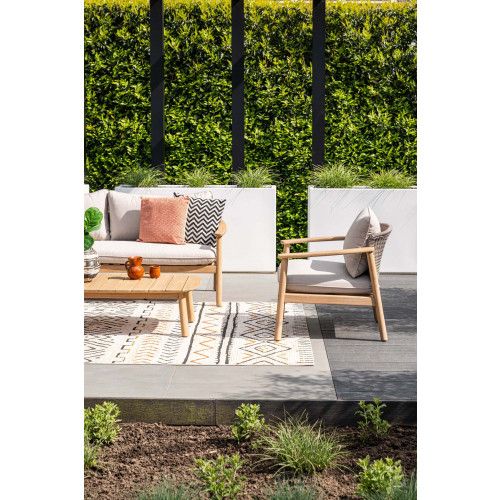 Eclipse loungeset - 4-pieces - acacia wood with white wash - rope taupe - grey sand