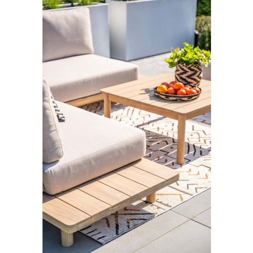 Ponti lounge cornerset-4-pieces-acacia wood with white wash- grey sand