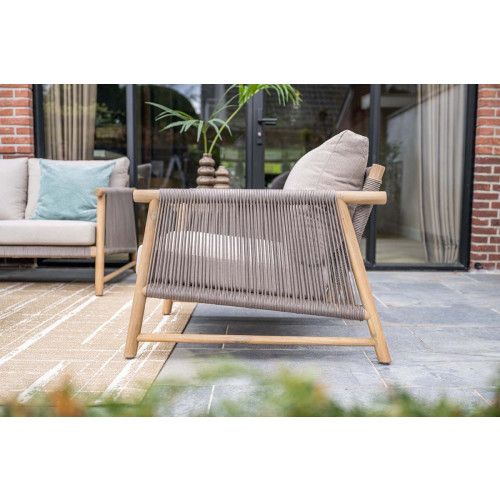 Meteor loungeset - 4-pieces - acacia wood with white wash - rope taupe - grey sand
