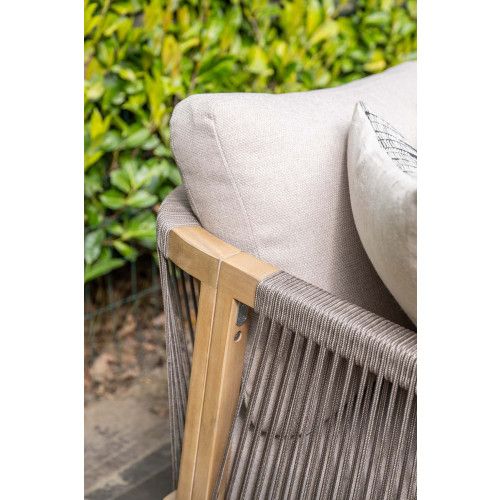 Santos loungeset - 4-pieces- acacia wood with white wash - rope taupe - grey sand
