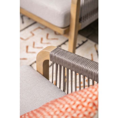 Santos loungeset - 4-pieces- acacia wood with white wash - rope taupe - grey sand
