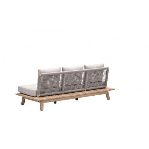 Lunar 3-seater sofa - acacia wood with white wash -  rope taupe - grey sand