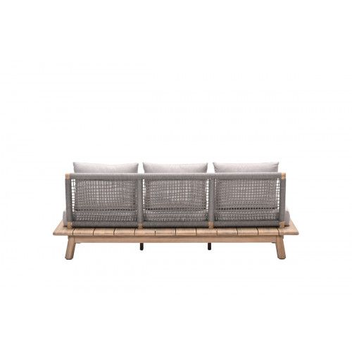 Lunar 3-seater sofa - acacia wood with white wash -  rope taupe - grey sand