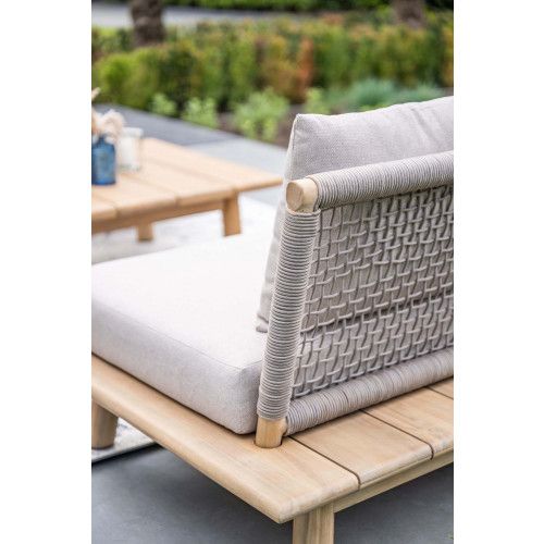 Lunar 3-seater sofa - acacia wood with white wash -  rope taupe - grey sand
