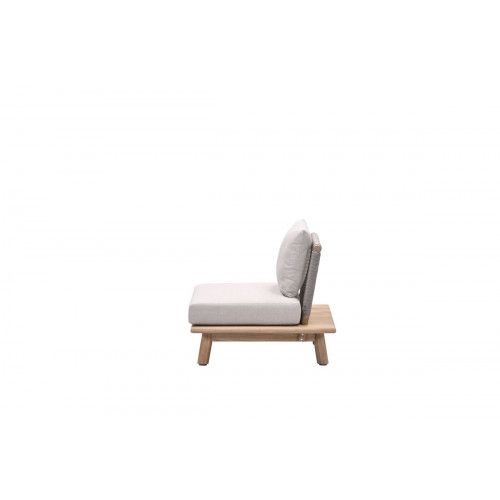 Lunar lounge chair - acacia wood with white wash - rope taupe - grey sand