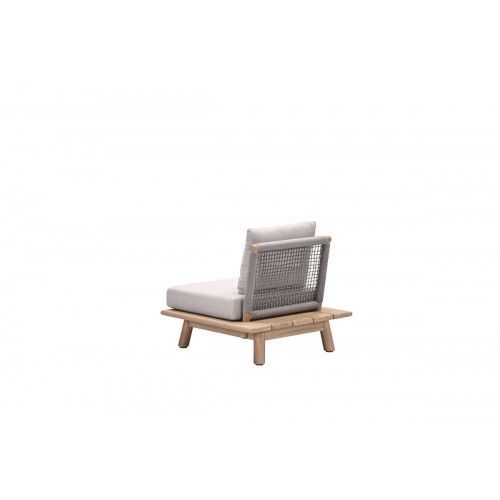 Lunar lounge chair - acacia wood with white wash - rope taupe - grey sand