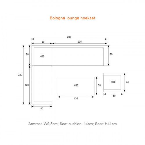 Bologna cornerset - 4-pieces -carbon black-taupe-desert sand 