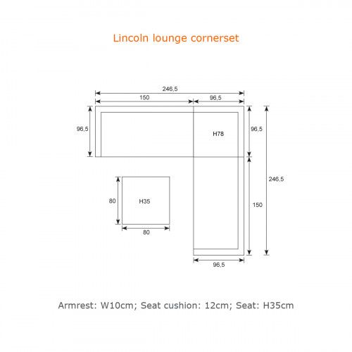 Lincoln lounge set - 4-pieces - carbon black -  desert sand